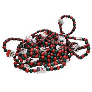 Red green Santa wooden beads garlands total 24'